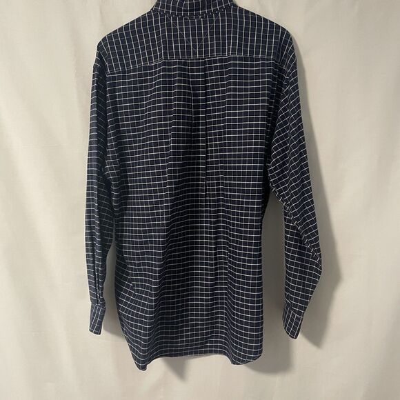Vintage Tommy Hilfiger Navy Blue Windowpane  Button Up Shirt Long-Sleeve L Crest - Picture 7 of 11